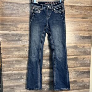 Rebel Soul Women's Bootcut Medium Wash Sequin Jeans NWT